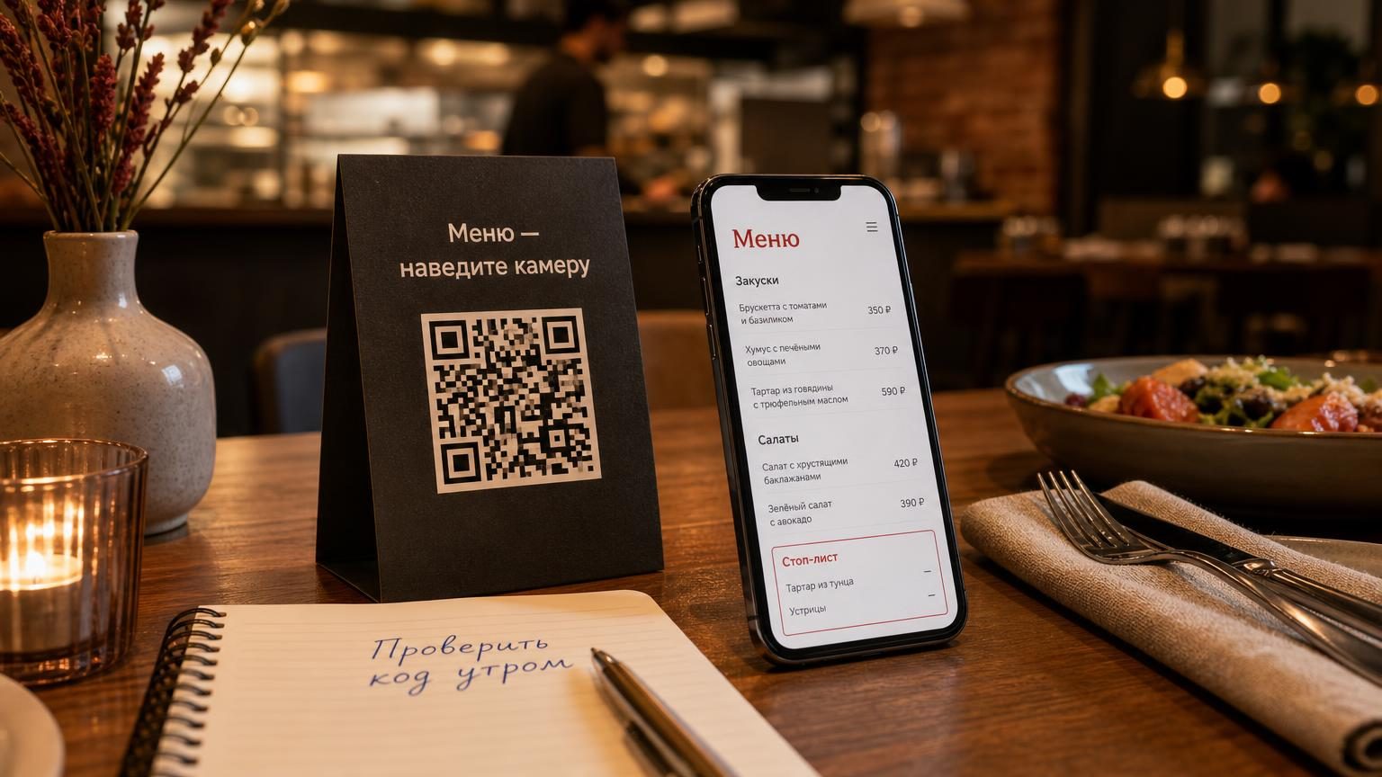 Электронное меню через QR: как собрать и что проверить перед печатью